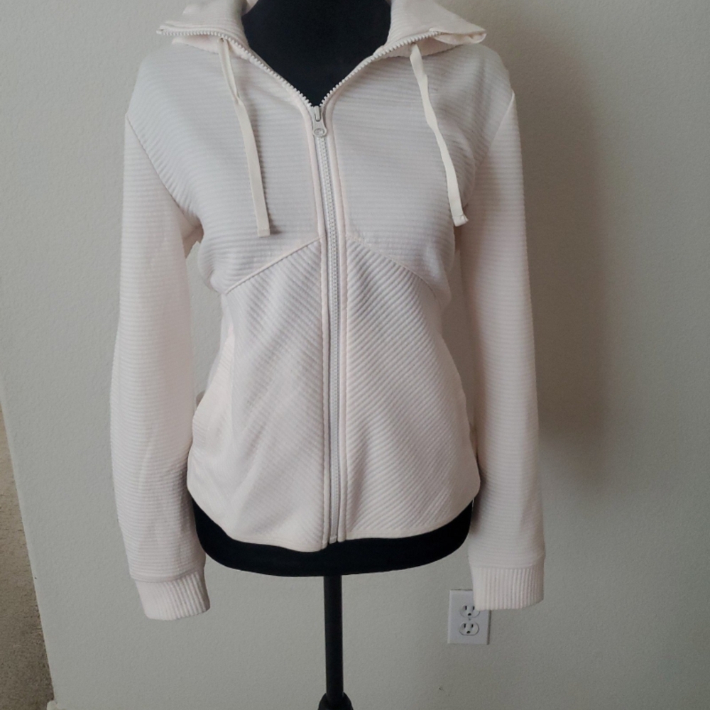 DSG Women's Off-White Ribbed Zip-Up Hoodie